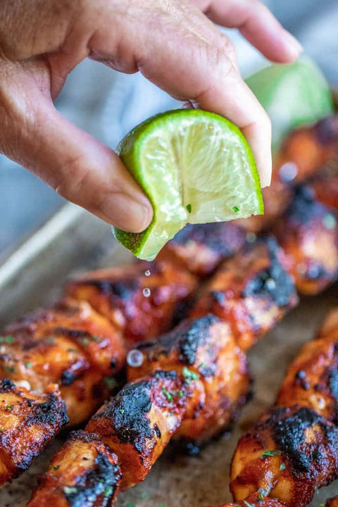 Ancho Spicy Chicken Skewers with Creamy Chipotle Dip - The Spice Guy