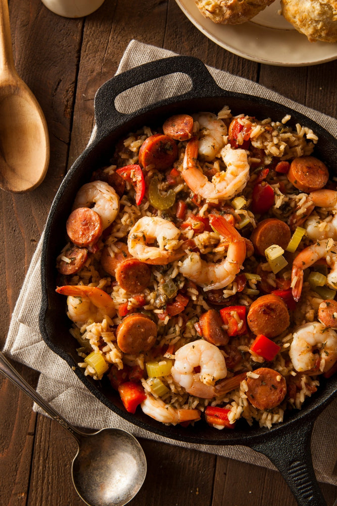 Cajun Shrimp, Sausage, and Vegetable Skillet - The Spice Guy