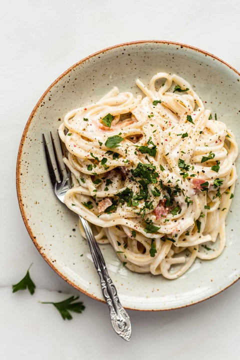 Maple Glazed Bacon Carbonara (Vegan) - The Spice Guy