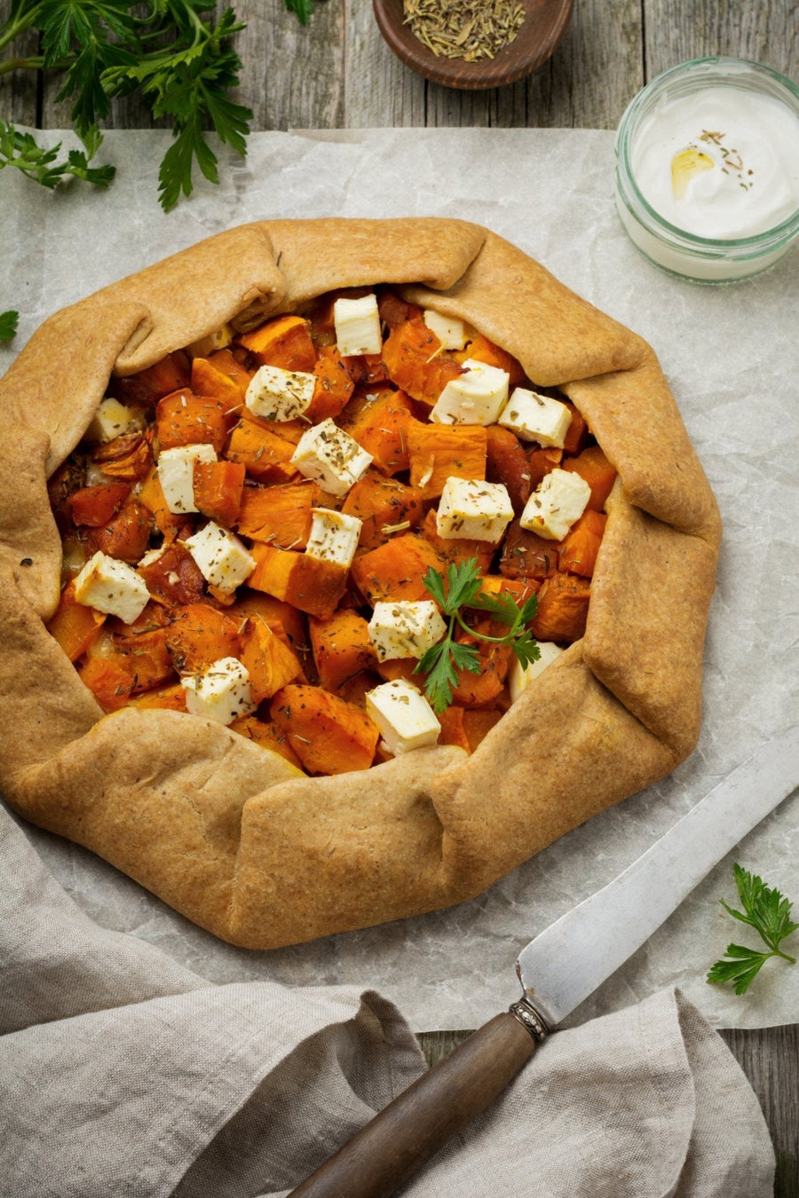 Savory Sweet Potato and Goat Cheese Galette