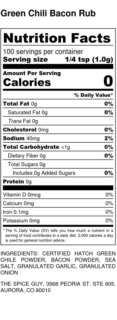Green Chile Bacon Rub - The Spice Guy