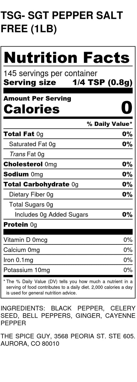 Sgt. Peppers Salt Free Rub - The Spice Guy